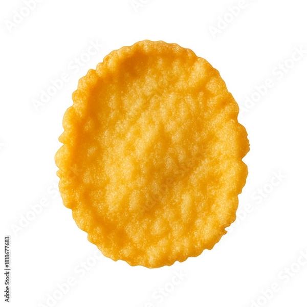 Fototapeta Single crispy cornflake cereal piece floating isolated