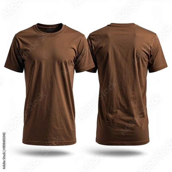 Fototapeta Front and back view of a plain, brown t-shirt (1)