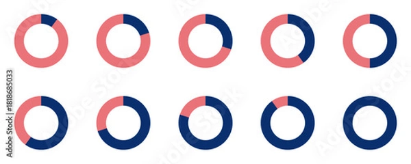 Obraz Circular Progress Icons Set,Loading Bar Percentage Indicators