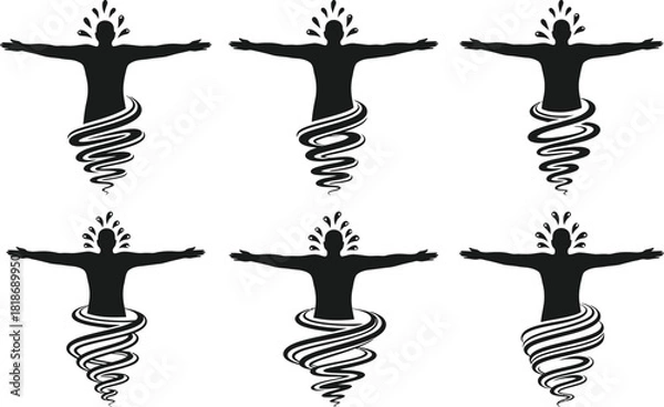 Obraz Stylized silhouette of a person with arms outstretched in a tornado