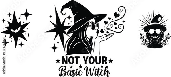 Obraz Not your basic witch design with stars and hearts for halloween season