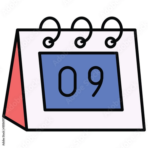 Obraz 09 Calendar Date Icon Vector