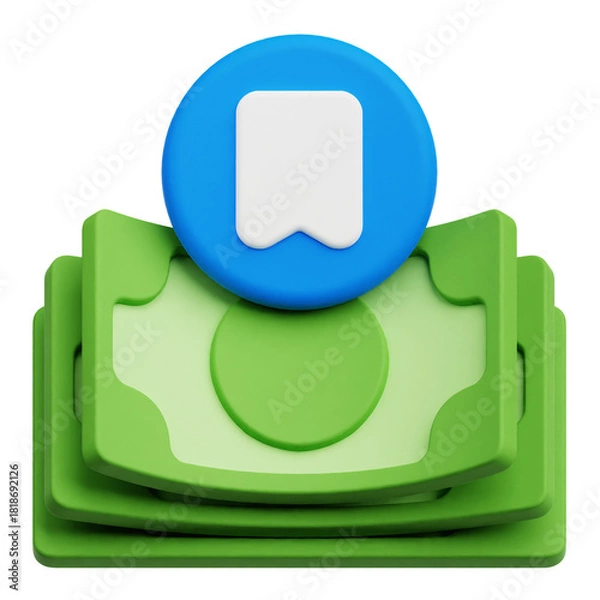 Fototapeta Bookmark Pile Of Money 3D Icon Isolated On The Transparent Background