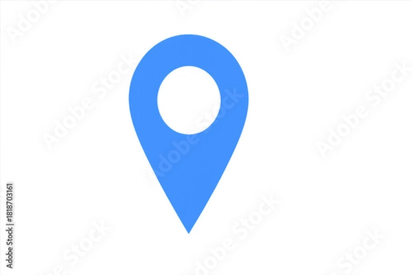Fototapeta Blue map pointer isolated PNG on transparent background, location pin icon for navigation and travel apps