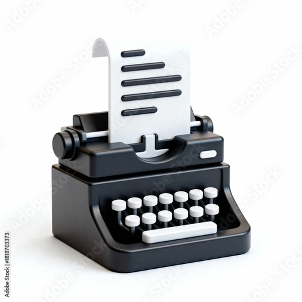 Fototapeta 3d icon of a stenographer or court reporter isolated on a white background, symbolizing fast transcription, documentation, legal proceedings, and records