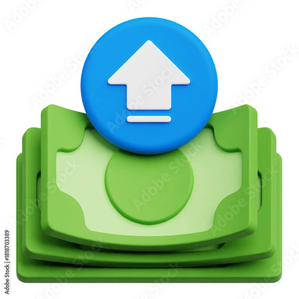 Obraz Increase Pile Of Money 3D Icon Isolated On The Transparent Background