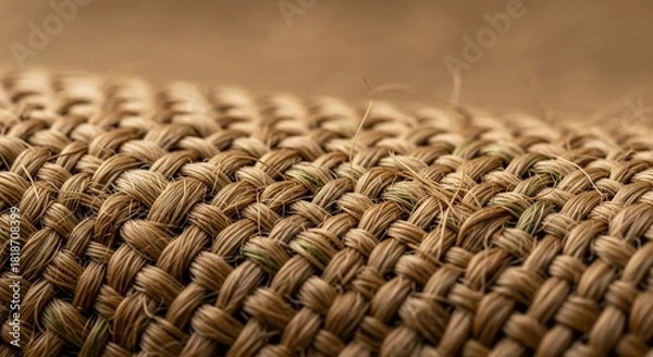 Fototapeta Macro Sisal Fabric Texture Natural Fibers Earthy Background
