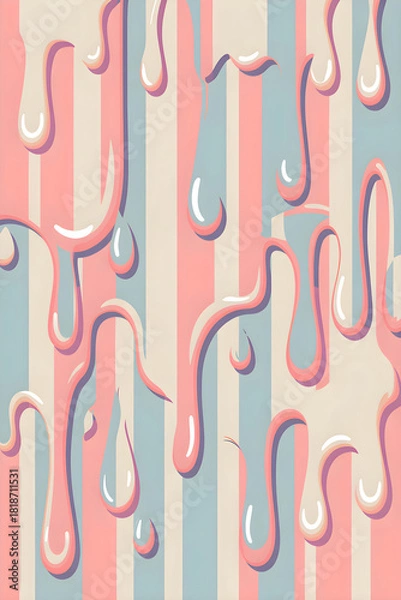 Fototapeta Pattern of melted ice cream drops with pastel flowing shapes and light fresh summer design