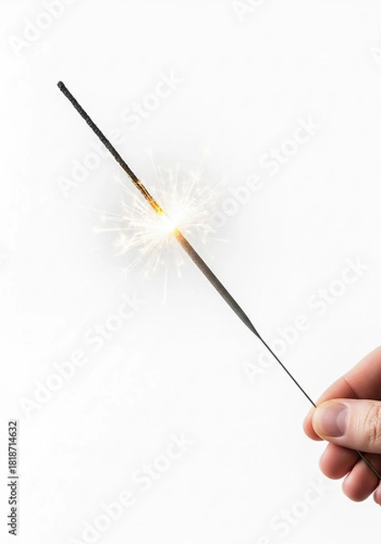 Fototapeta New Year Holiday Sparkler Isolated on white