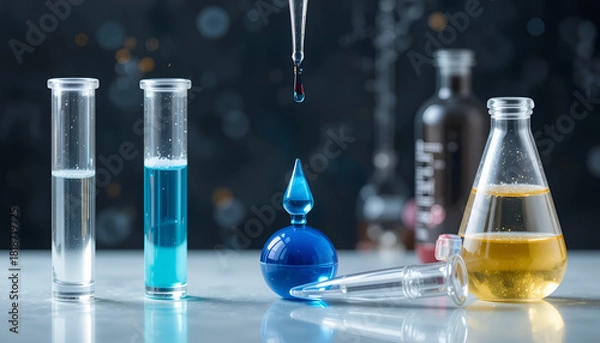 Obraz Laboratory Glassware and Dropping Liquid