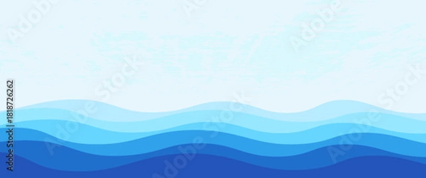 Fototapeta Sea waves layered vector background illustration and sea beach vector illustration.