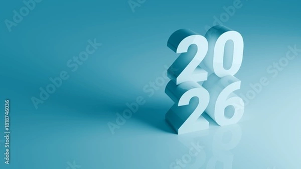 Fototapeta Minimalist Happy New Year 2026 Number logo. 2026 logo. 3d banner