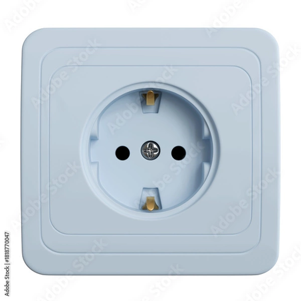 Obraz electric socket on isolated white background, front view. 3d render, 3d illustration