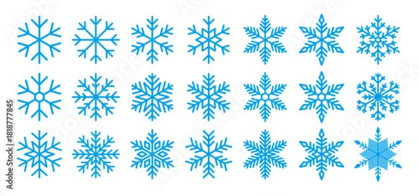 Fototapeta Snowflake thin line icon set. Geometric winter symbols