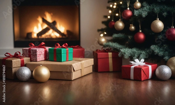 Obraz christmas tree with presents