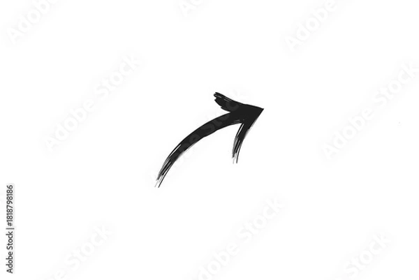 Fototapeta A simple gray arrow pointing upwards and slightly to the right isolated on transparent background