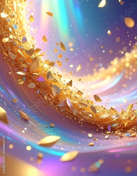 Obraz Artistic swirl of gold with light-filled iridescence