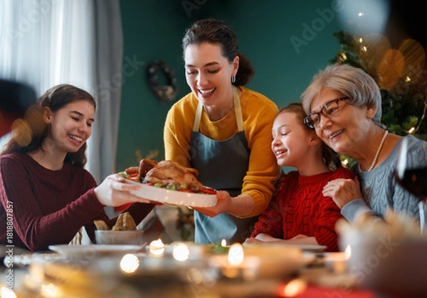 Obraz family celebrating Christmas