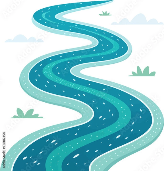 Obraz A meandering river curve vector illustration with gradient effect