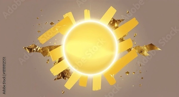 Fototapeta Abstract Digital Art with Golden Orb