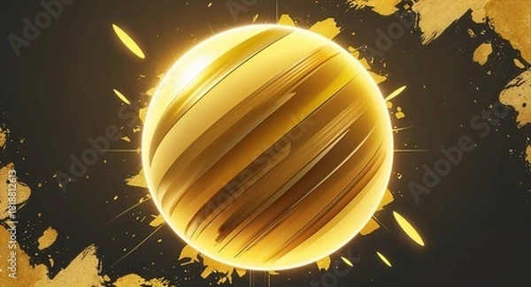 Fototapeta Abstract Digital Art with Golden Orb