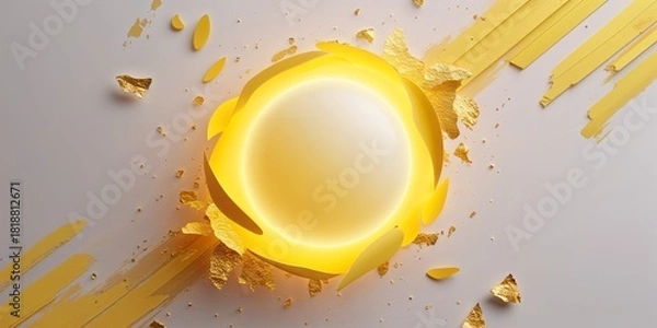 Fototapeta Abstract Digital Art with Golden Orb