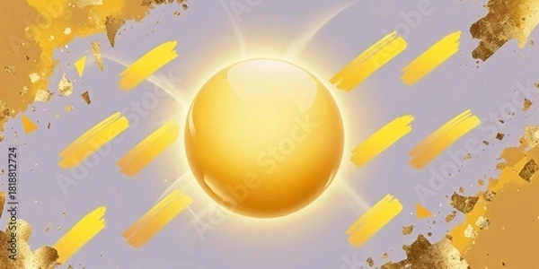 Fototapeta Abstract Digital Art with Golden Orb