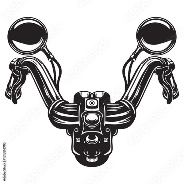 Fototapeta Motorcycle handlebars with mirrors