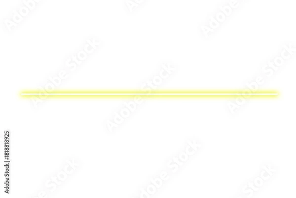 Fototapeta A thin glowing yellow horizontal line with soft edges isolated on transparent background