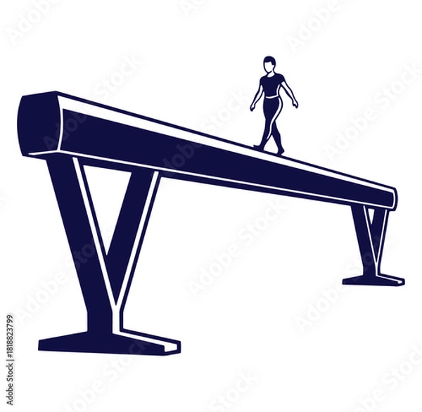 Obraz Silhouette of a female gymnast performing on the balance beam in artistic gymnastics