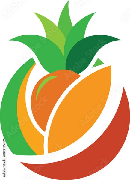 Obraz Stylized pineapple aloe leaf fresh fruit logo design
