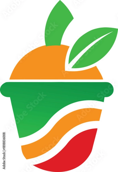 Obraz Stylized pineapple aloe leaf fresh fruit logo design
