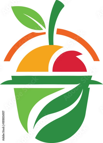 Obraz Stylized pineapple aloe leaf fresh fruit logo design
