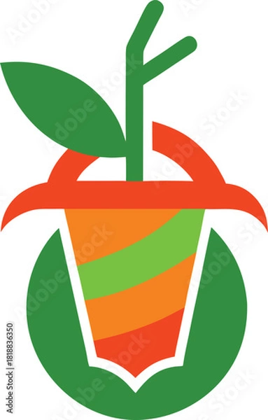 Obraz Stylized pineapple aloe leaf fresh fruit logo design
