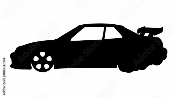 Fototapeta Sleek silhouette of a high-performance sports car, a symbol of speed and automotive design perfect for posters, apparel, or digital marketing campaigns