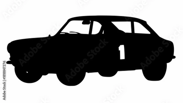 Fototapeta Classic racing car silhouette ready to win, evoking speed and vintage charm, the perfect symbol for automotive passion and competitive spirit, number one