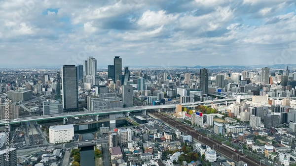 Obraz 現代都市のドローン空撮