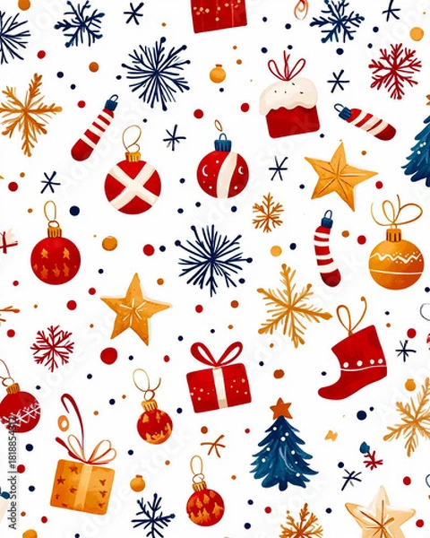 Fototapeta Dekor, Weihnachtsmusterkollektion für Geschenkboxen, Geschenkpapier, Lichter und Blumenhintergründe, und andere Weihnachtsdekorationen, Generative KI