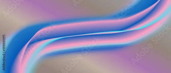 Fototapeta Abstract flowing ribbons of color in shades of blue pink and beige