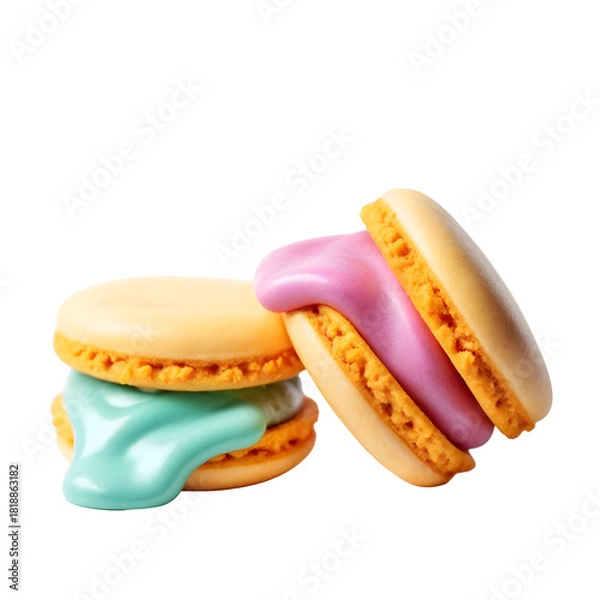 Fototapeta Two colorful macarons stacked on top of each other .