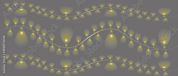 Fototapeta A gently curving string of warm yellow lights against a dark gray background