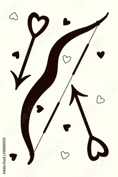 Obraz Bow and arrow. Valentine's Day elements