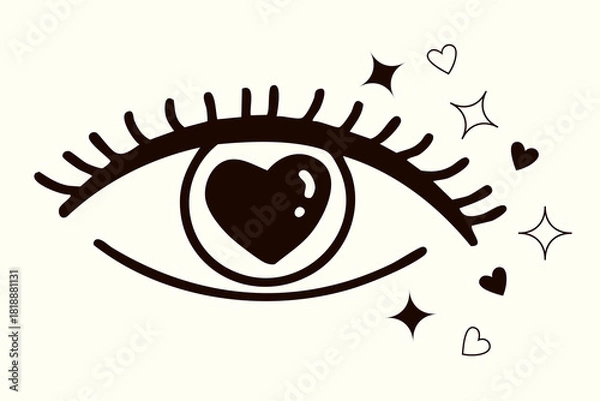 Obraz Eye with heart. Valentine's Day vector elements