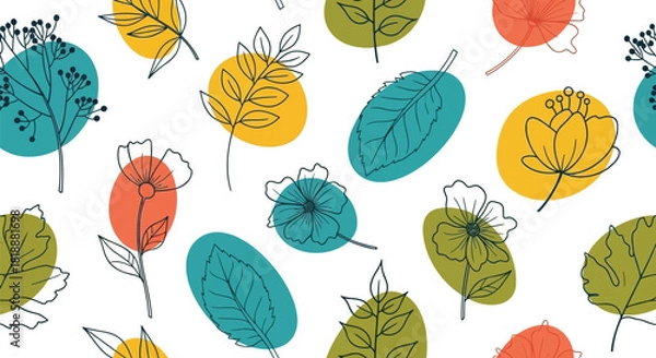 Obraz Abstract geometric composition with vibrant color blocks and clean typography suitable for modern design projects