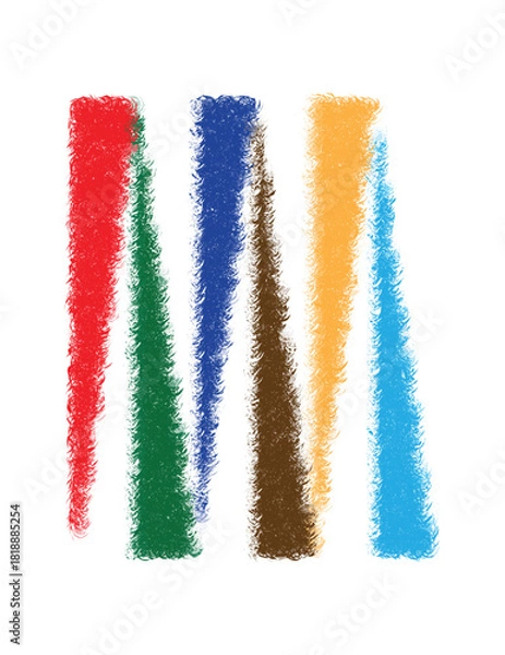 Fototapeta Zigzag Colored Brushstroke Abstract Art in M Shape with Vibrant Textured Lines