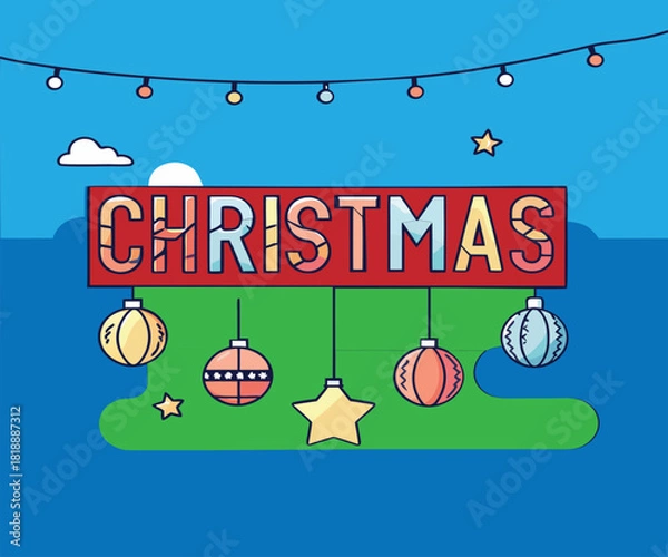 Fototapeta Happy Easter and Merry Christmas holiday card design vector illustration set banner