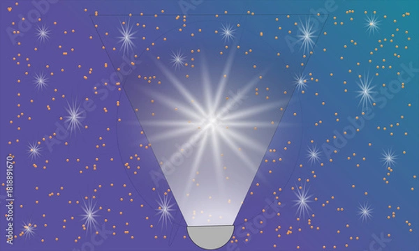Fototapeta Bright light shines through the darkness, surrounded by a starry night.