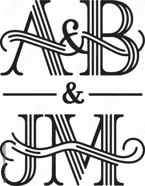 Fototapeta Elegant monogram design featuring initial letters a b and j m