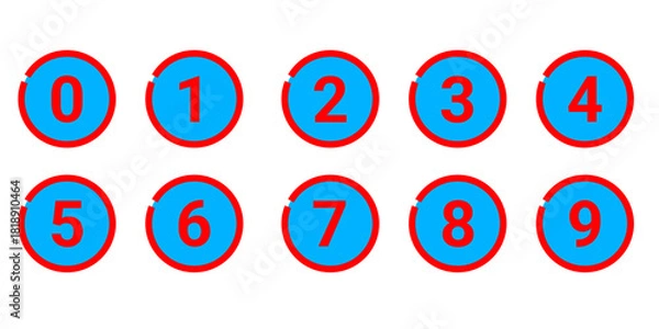 Obraz Collection of bullet point designs from 0 to 9. Number icons with round designs.