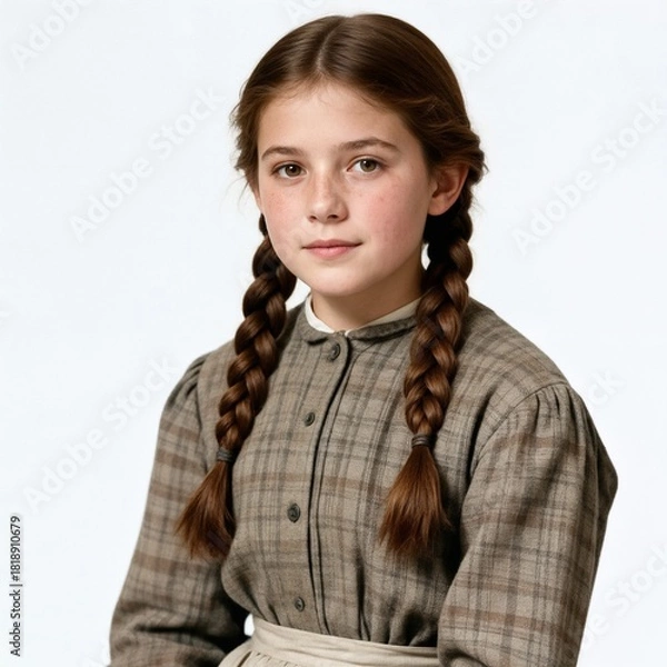 Obraz Close-up portrait of young Dorothy with a gentle mood in farm clothes representing The Wonderful Wizard of Oz (1900)